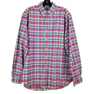 Vintage RALPH LAUREN Shirt Mens Large Multicolor Madras Plaid Button Up Classic